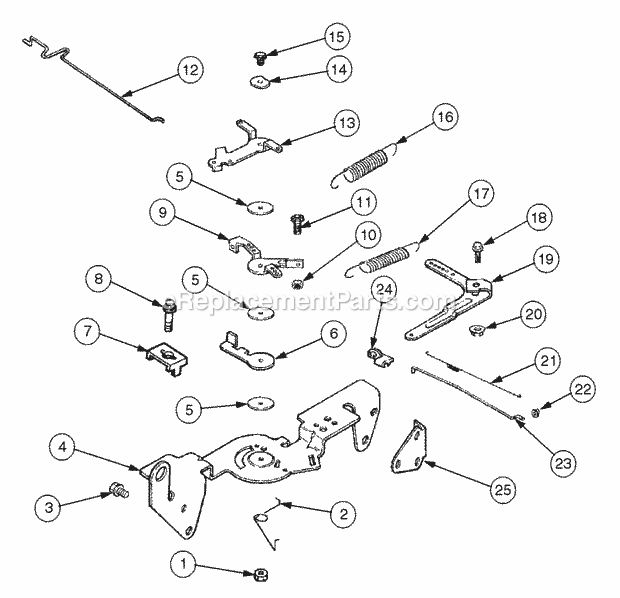 Engine Controls Diagram and Parts List for 13A-288L100, 13B-288M100 Cub Cadet Lawn Tractor
